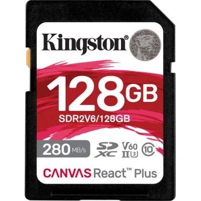 Карта памяти Kingston 128GB SDXC class 10 UHS-II U3 Canvas React Plus (SDR2V6/128GB)
