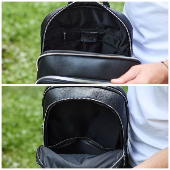 Классический мужской рюкзак из кожи 42х30х16, практичный аксессуар для ноутбука и документов, черный | Зображення 7