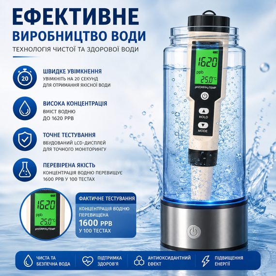 Портативный ионизатор воды 420 мл с функцией активного обогащения серебрянный | Зображення 8