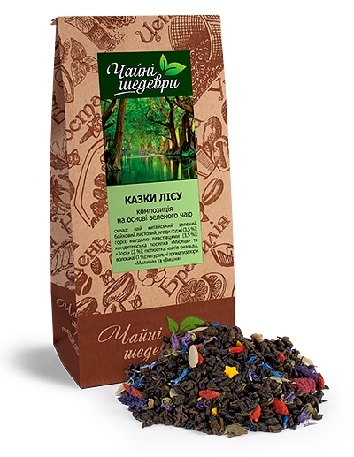 Китайский зеленый байховый листовой чай с ягодами и добавками Сказки леса ТМ "Чайные шедевры", 500г