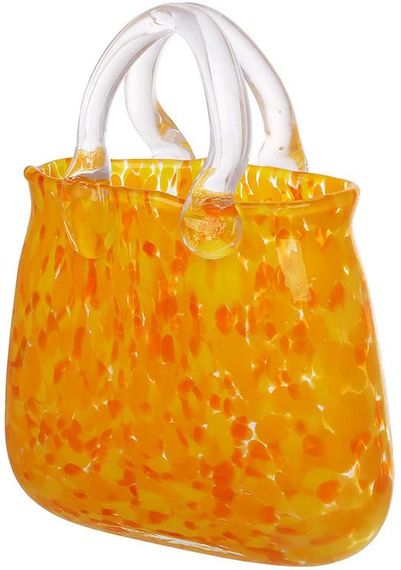 Арт-ваза ручной работы из янтарного стекла Amber Handbag, 20x9x26 см