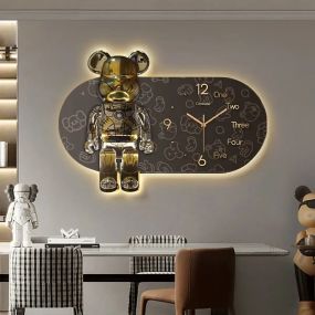 Часы настенные овальные "Мишка" с LED подсветкой (NCH-40-60)