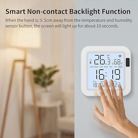 Датчик температуры eMylo WiFi s16 , гигрометр, умный термометр с приложением Smart App и регистратором данных, комнатный термометр чёрный | Зображення 2