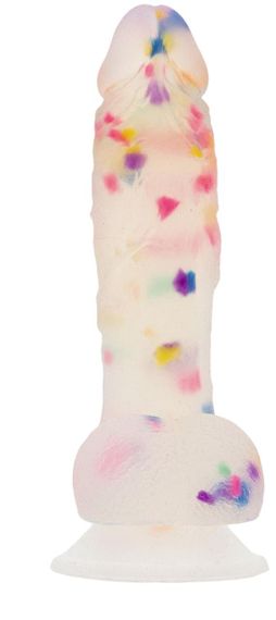 Фалоімітатор з конфетті ADDICTION - PARTY MARTY 7.5″ - FROST & CONFETTI, 19 см, силікон Sex Aura | Зображення 3