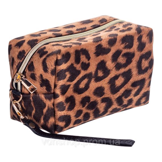 Набір велюрових жіночих косметичок для дому 2 (шт) дорожня косметичка в сумку для косметики, макіяжу, ліків, пензлів Леопард | Зображення 5