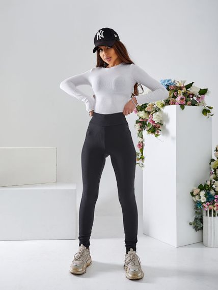 Женские лосины трикотажные в рубчик OB67/68 размер 52, цвет черный