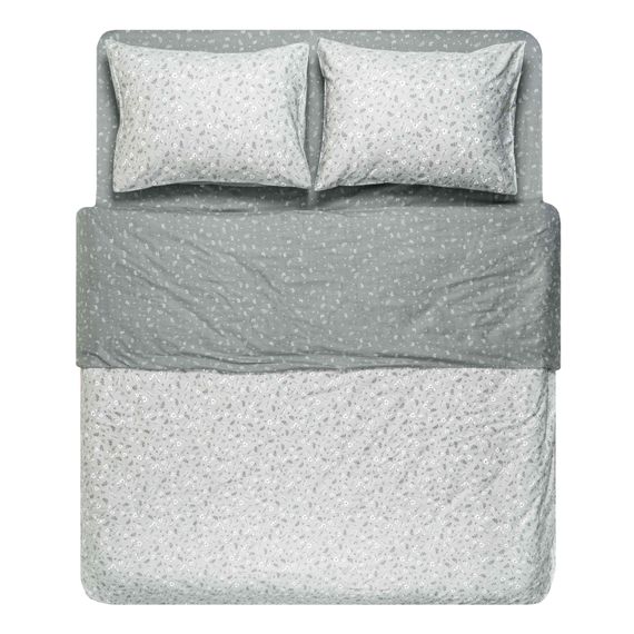 Набір постільної білизни 1,5сп Ardesto Gloria, 160х220см, 100% бавовна, сатин, дрібні квіти, сірий (ART1622SS)
