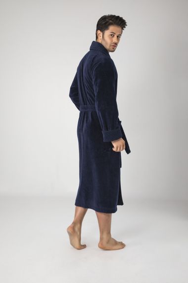 Чоловічий однотонний халат Nusa 2965 синій 3XL | Зображення 1