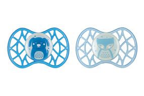 Пустышка Nuvita NV7087 Air55 Explorer симметрическая 6m+ светящаяся в темноте (собачка, лиса) 2шт (NV7087GM)