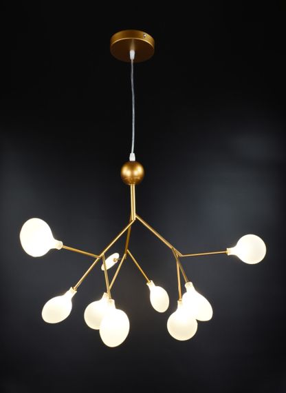 Люстра підвісна на 9 лампочок 26141 Золото 60-150х56х56 см. | Зображення 2