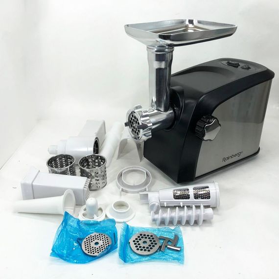 Мощная электрическая мясорубка с реверсом Rainberg, Топ мясорубок, Электрическая мясорубка нержавейка WR-22 | Зображення 4