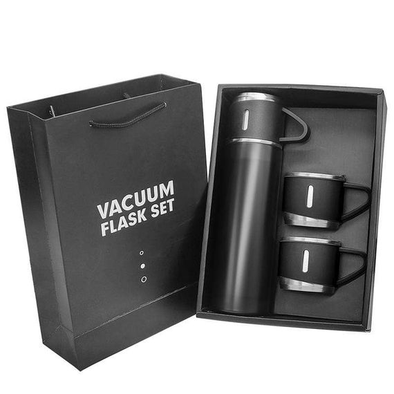 Вакуумний термос з нержавіючої сталі Vacuum Flask Set 500 мл із чашками в комплекті 3* 150 мл ∙ Подарунковий набір 3 в 1 | Зображення 5