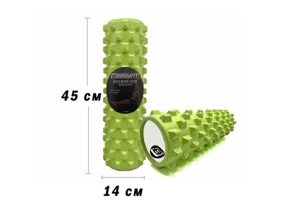 Масажний ролик EasyFit Grid Roller PRO 45 см Салатовий (EF-2029-GN) | Зображення 1