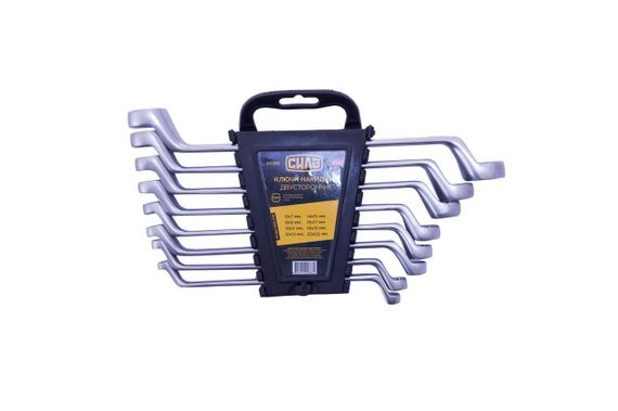 Набор ключей накидных двусторонних CrV 6x7, 8x9, 10x11, 12x13, 14x15, 16x17, 18х19, 20х22мм (8шт) СИЛА | Зображення 2