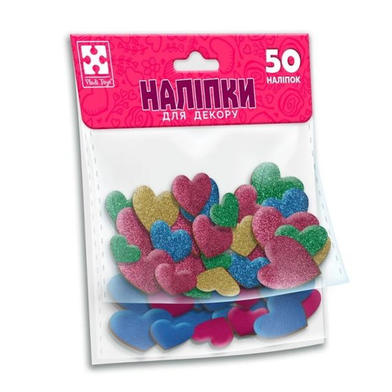 Детский набор мягких наклеек "Сердце" VT4206-53, 50 наклеек