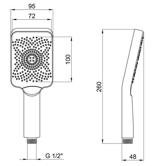 Лійка для ручного душу Lidz Niagara 33 145x95 мм, Graphite прямокутна LDNIA33GRP48538 | Зображення 1
