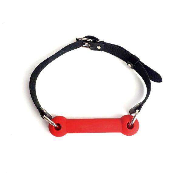 Кляп Палиця, силікон та натуральна шкіра, Art of Sex - Gag Stick Silicon, Червоний, One Size | Зображення 1