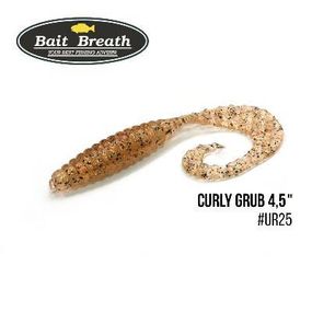 Силіконова приманка, Їстівний силікон Bait Breath Curly Grub 4,5" (8шт) (Ur25 Clear/gold*orange*seed)