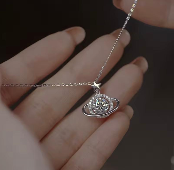 Підвіска з планетою з камінцями, підвіска планета, підвіска з камінчиками, кулон, ланцюжок, чокер, кольє, підвіска з камінцями