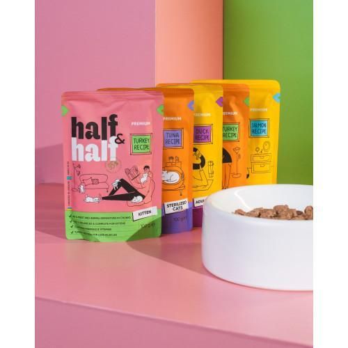 Корм вологий Half&Half для кошенят, шматочки з індичкою в желе у формі пауча, 100 г | Зображення 5