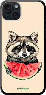 Чохол на iPhone 15 Plus Єнотик з кавуном "4605b-3097-2448"