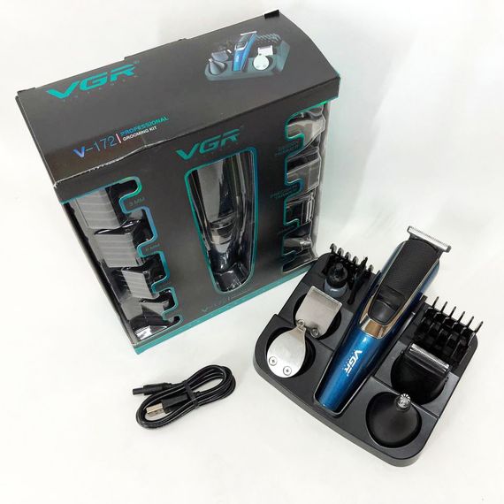 Электромашинка для волос VGR V-172 4в1 | Триммер для усов | Электрическая машинка ZF-394 для стрижки