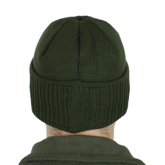 Шапка-балаклава вязаная на флисе олива | Зображення 2