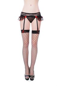 Комплект із панчохами з червоним оздобленням S/L sexstyle