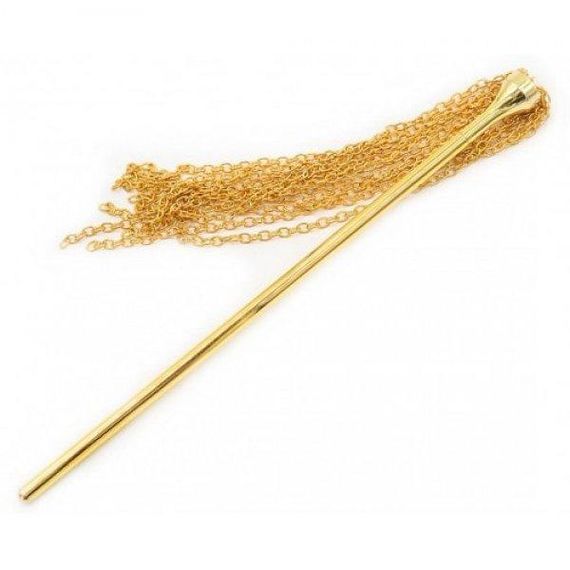 Золотий металевий тиклер DS Fetish з ланцюгів 41 см | Зображення 1