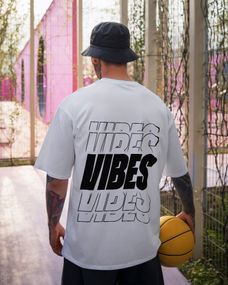 Oversize футболка з принтом Vibes  біла