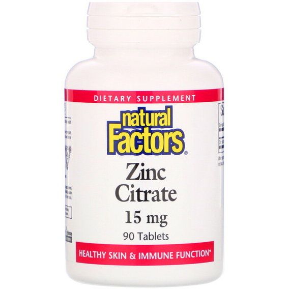 Микроэлемент Цинк Natural Factors Zinc Citrate 15 mg 90 Tabs NFS-01678