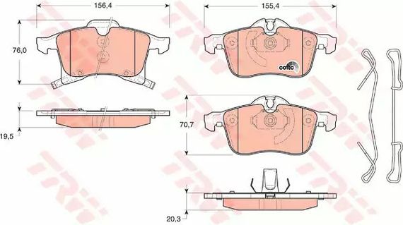 Колодки передні гальмівні Astra H, TRW (GDB1668) (1605992) | Зображення 1