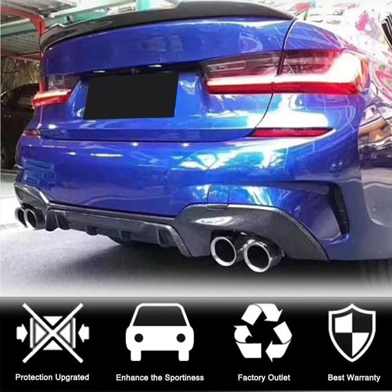 Дифузор заднього бампера V7 (для M-Sport 2018-2022, Карбон) для BMW 3 серія G20/21 2018- рр | Зображення 1