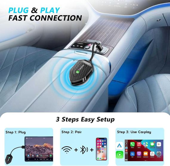 CarPlay бездротовий адаптер Android Auto, Карплей для перетворення дротого на бездротовий для авто з 2017 року | Зображення 6