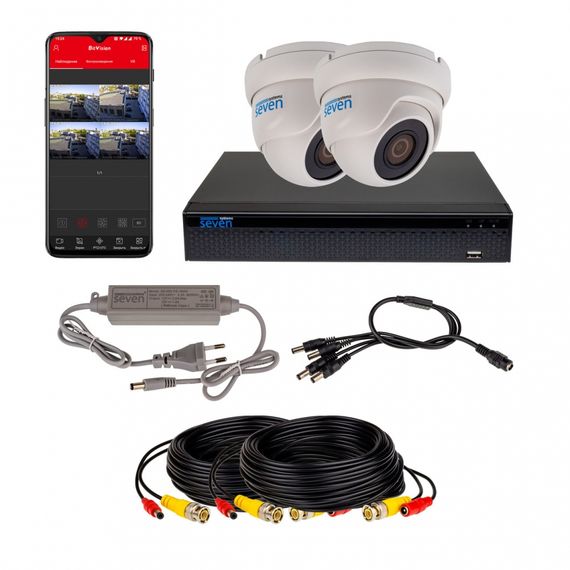 Комплект видеонаблюдения SEVEN KS-7612OW-2MP на 2 камеры 2Мр | Зображення 6