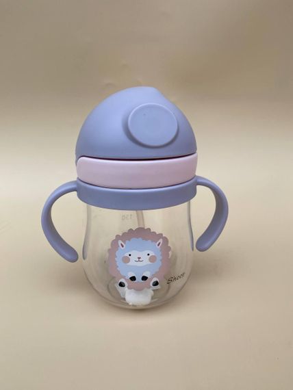 Поїльник непроливайка з трубочкою і грузиком вівця рожевого кольору 250мл