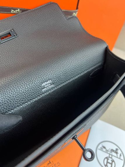 Сумка чорна Hermes Kelly Depeches 25 c887 | Зображення 9