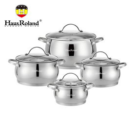 Набір каструль Haus Roland HR114-2, 4 шт. з неіржавкої сталі 1,9/2,7/3,6/6,1 л. Сріблястий (HR114-2)