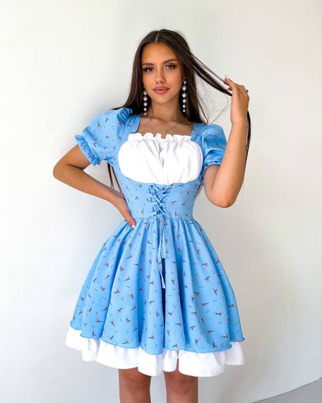 Жіноча коротка сукня колір блакитний 437572