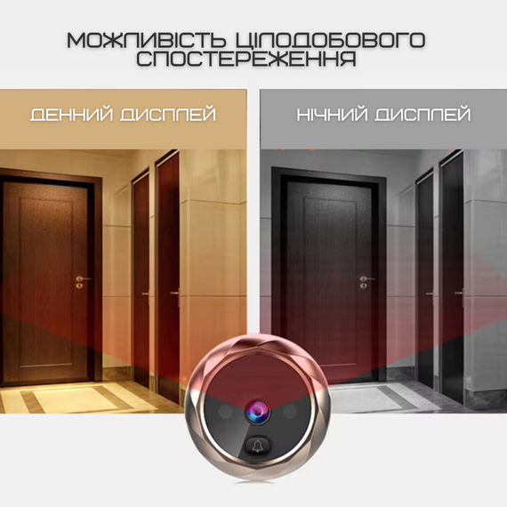 Дверной Звонок с Функцией Фото Умный Видеоглазок с ЖК Экраном + Встроенная Память Visual Door Viewer Серебро | Зображення 4