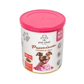 Вологий корм для дорослих собак Pet Chef, шматочки в желе М'ясний мікс 800 г