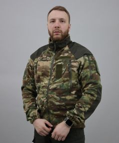 Тактическая кофта Ultimatum Delta Мультикам,флисовая кофта на молнии с шевронами, мужская флиска multicam