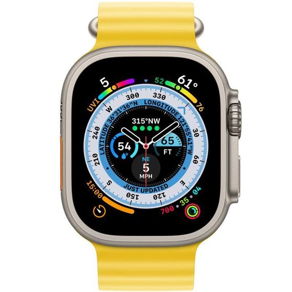 Ремінець Ocean Band для Apple Watch 38/40/41/42mm(ser.10) Синій / Deep navy Жовтий / Yellow | Зображення 2