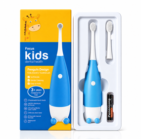 Дитяча електрична зубна щітка Пінгвінчик Focus Kids. Синя