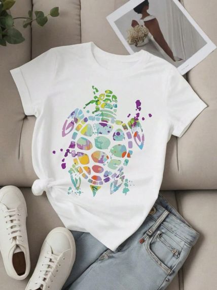 Футболка женская с принтом повседневная S Белая