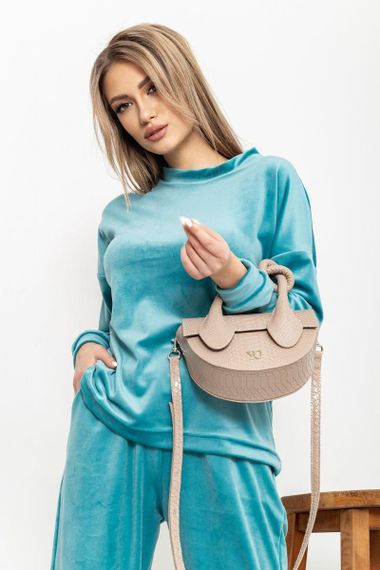 Спорт костюм женский велюровый  цвет бирюзовый 177R021 | Зображення 4