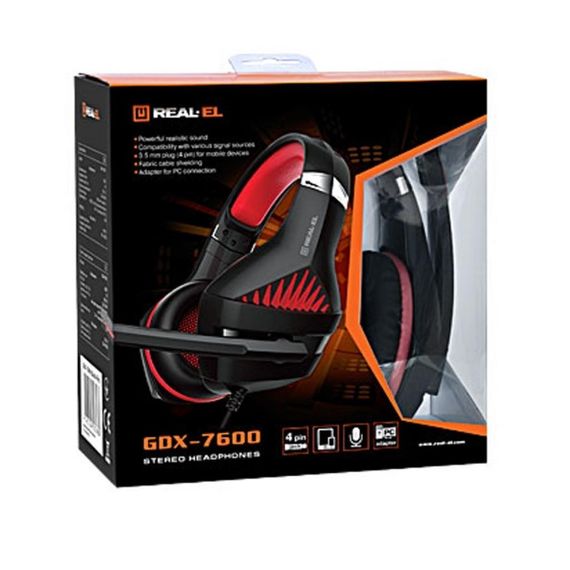 Навушники REAL-EL GDX-7600 Black-Red | Зображення 7
