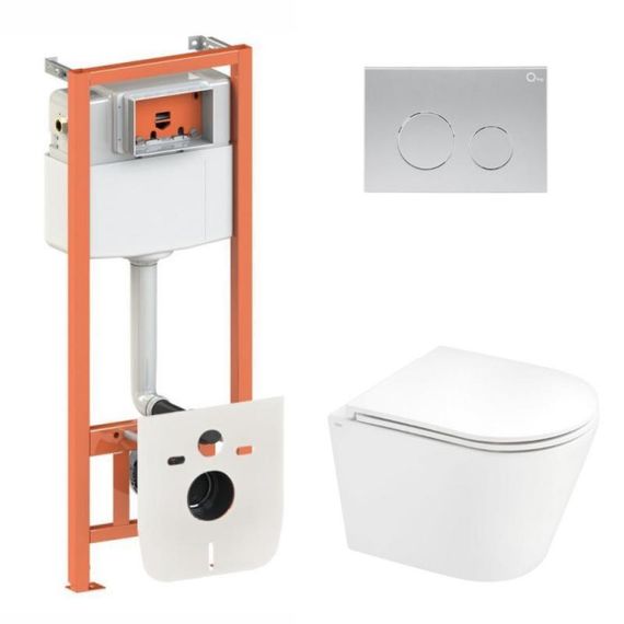 Готове рішення Qtap для ванної кімнати: підвісний унітаз Scorpio Ultra Quiet 520x365x365 + комплект інсталяції Nest 4 в 1