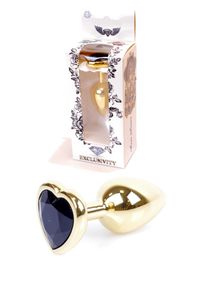 Анальна пробка B - Series HeavyFun Jawellery Gold Heart, чорна