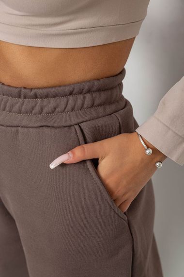 Спортивные штаны женские на флисе, цвет коричневый, 238R58671 | Зображення 4